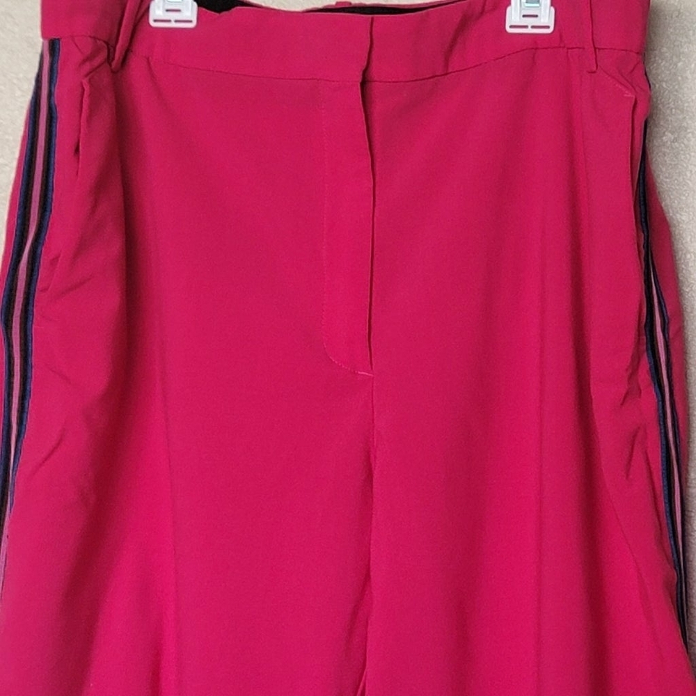 Rag & Bone Oman Pants Women's Sz 12 Hot Pink Wool Grosgrain Ribbon Tuxedo Stripe - Picture 4 of 8